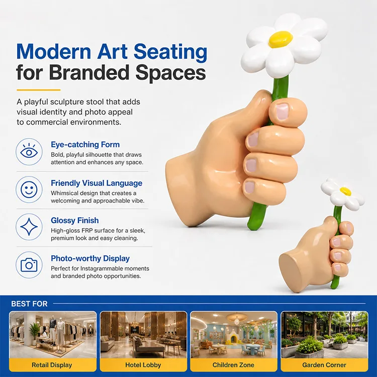 Hand Holding Flower Sculpture