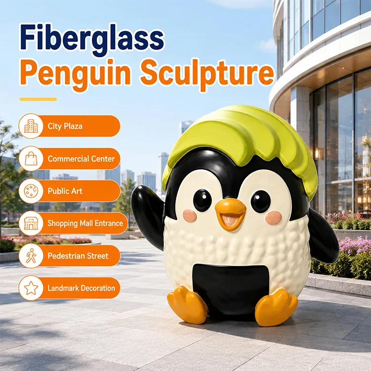 Cute FRP Penguin Sculpture